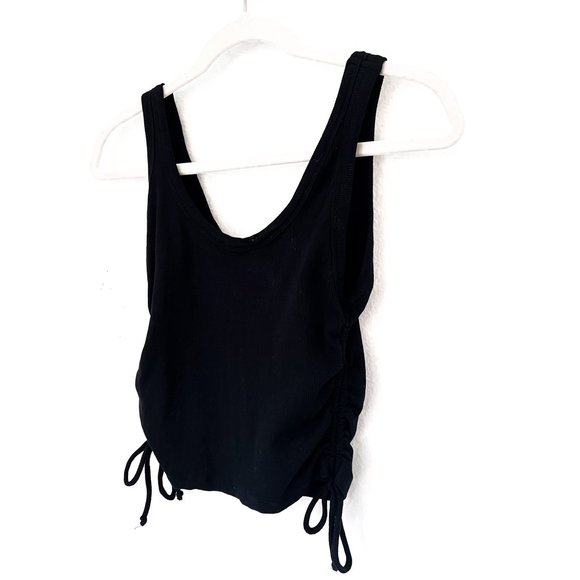 NWT zara black cinched top w/ribbed texture - Picture 3 of 4